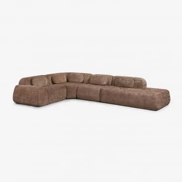 Modulaire Hoekbank Van 4 Delen Met Rechter Divan In Vacuüm Verpakte Chenille Merida Chenille Karamelbruin - Sklum