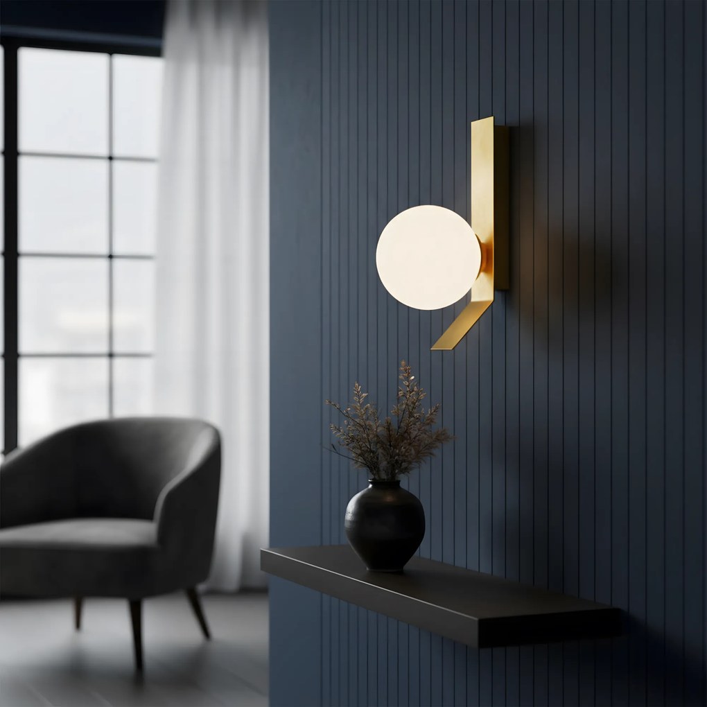 APP1758-1W Wandlamp in geborsteld goud/wit