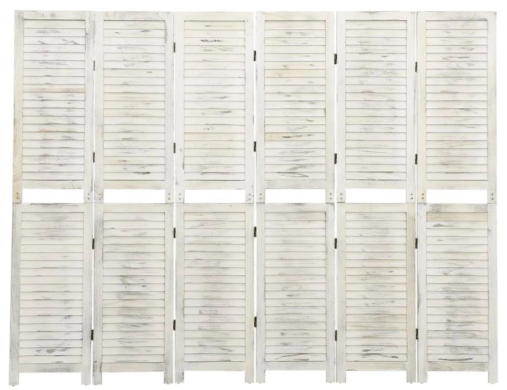 vidaXL Kamerscherm met 6 panelen 215x166 cm massief hout antiekwit