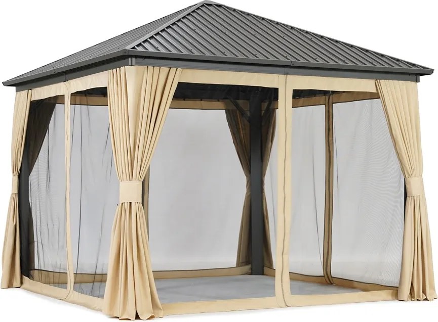 Metalen tuinhuis Sardinia Premium 4x4 Tuinpunt beige