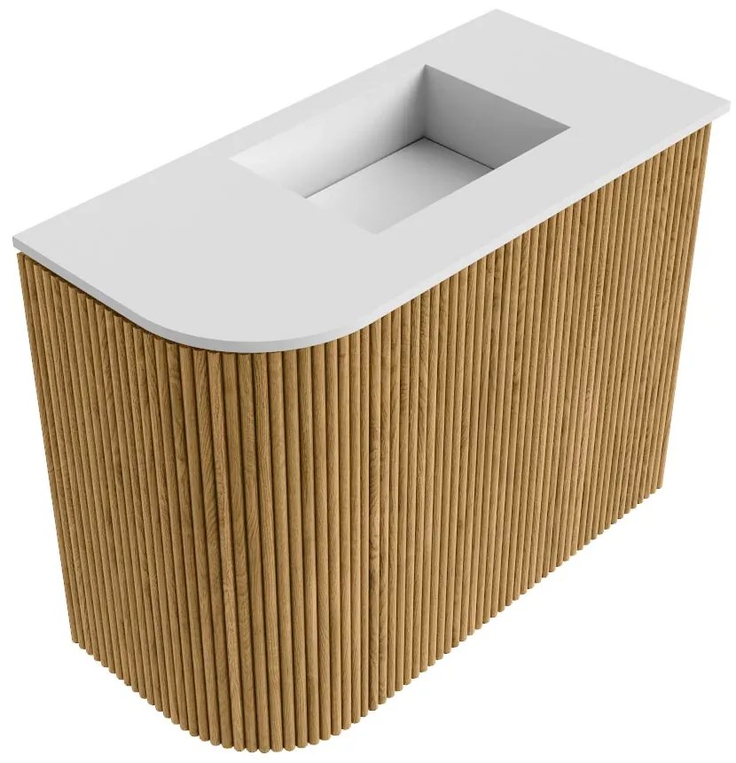 Mondiaz Joya 50cm toiletmeubel ronding links oak met wastafel faye rechts 1 kraangat talc