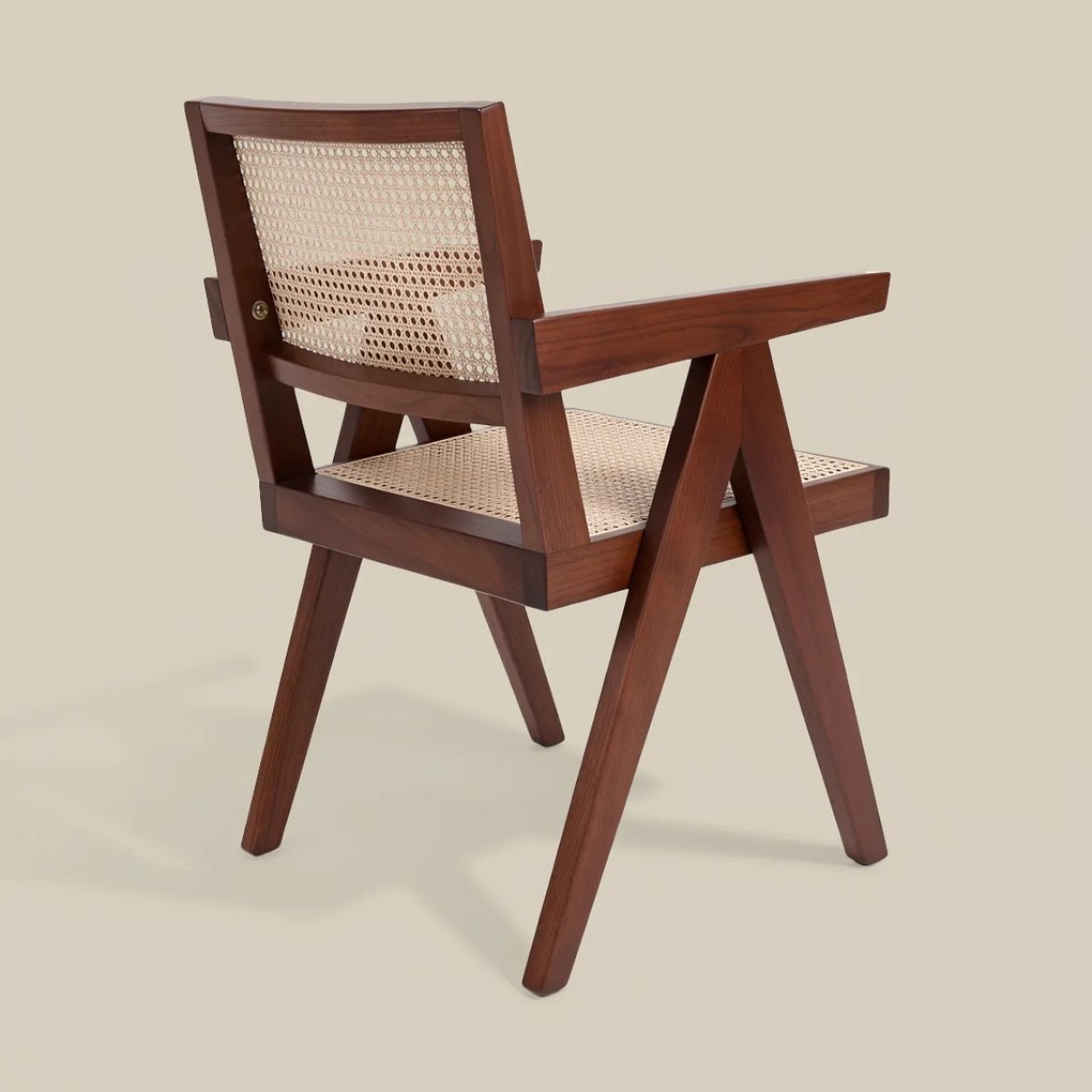 Rotan Stoel Met Armleuningen Walnoot