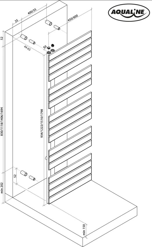 Aqualine Mili radiator wit 60x180cm 927W