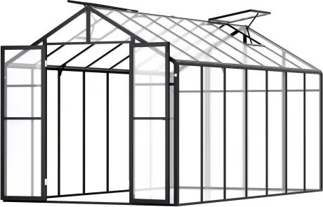 VEVOR Polycarbonaat kas, 236x402,5x207cm, buitenkas met 2 ventilatieramen, plantenkas in paviljoenstijl met openslaande deur, inloopkas van aluminium voor buitentuin