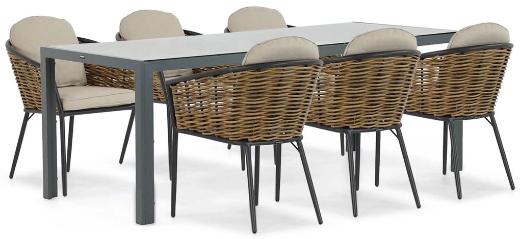Tuinset 6 personen 210 cm Aluminium/wicker Grijs Lifestyle Garden Furniture Nice/Venustas