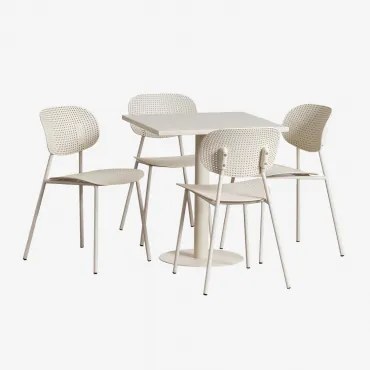 Mizzi Vierkante Tafelset 70x70 Cm En 4 Tupah Tuinstoelen Tapioca Beige - Sklum