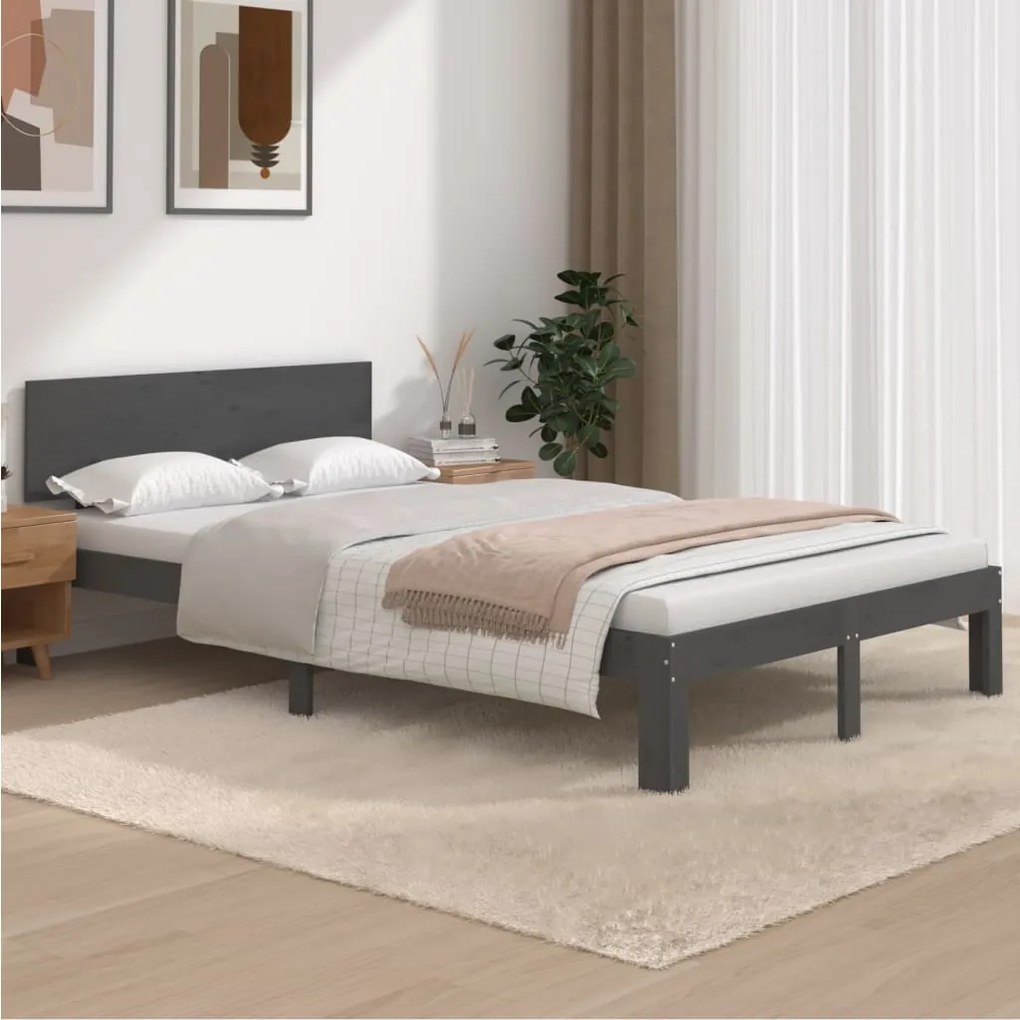 vidaXL Bedframe massief grenenhout grijs 120x200 cm