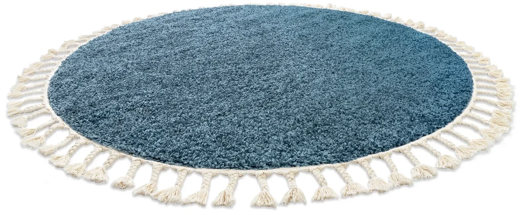 Tapijt BERBER 9000 ROND blauwrand ,  Barber , marokkaanse shaggy