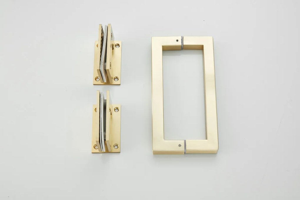 Saniclear Modern scharnieren + handvat voor douchedeur geborsteld messing - mat goud