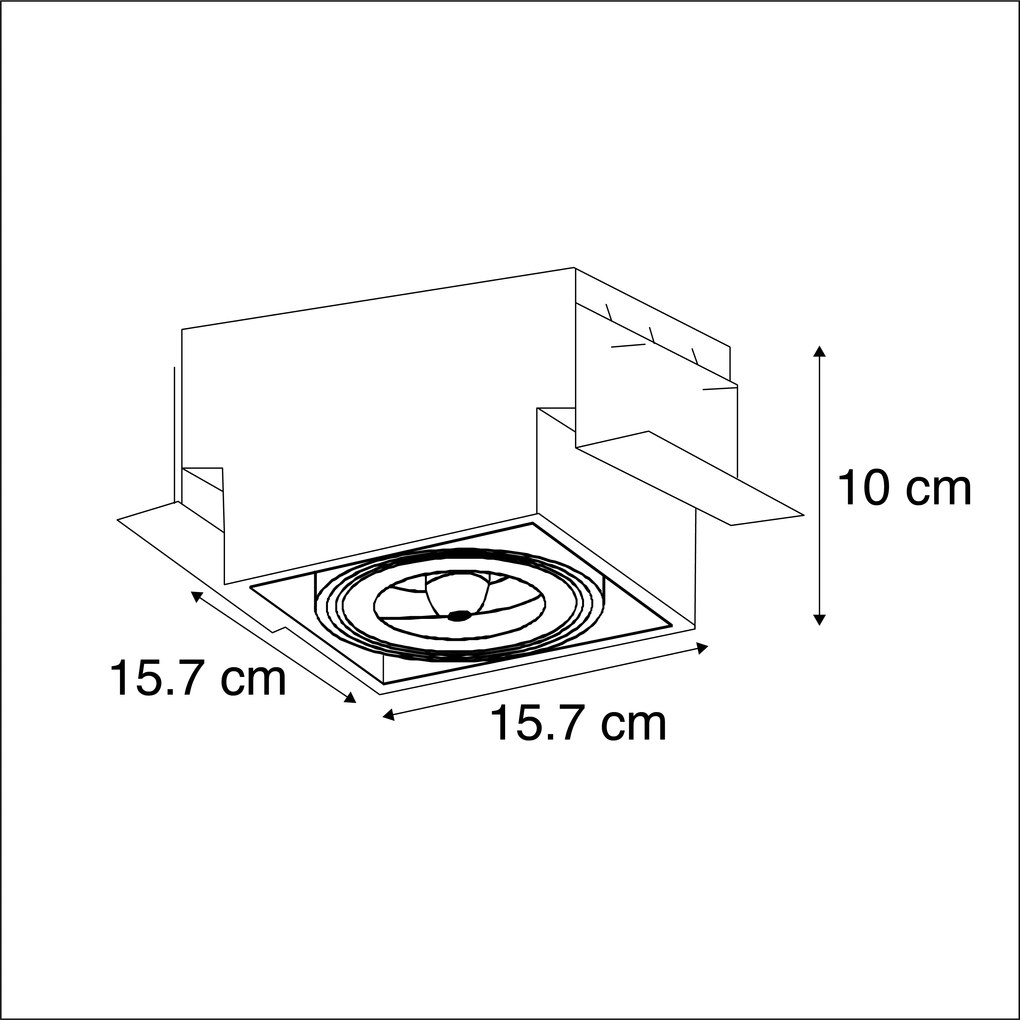 Grote Inbouwspot zwart AR111 draai- en kantelbaar trimless - Oneon Modern QR111 / AR111 / G53 vierkant Binnenverlichting Lamp