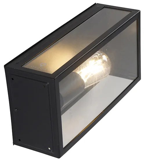 Industriële buiten wandlamp zwart IP44 met glas - Rotterdam
