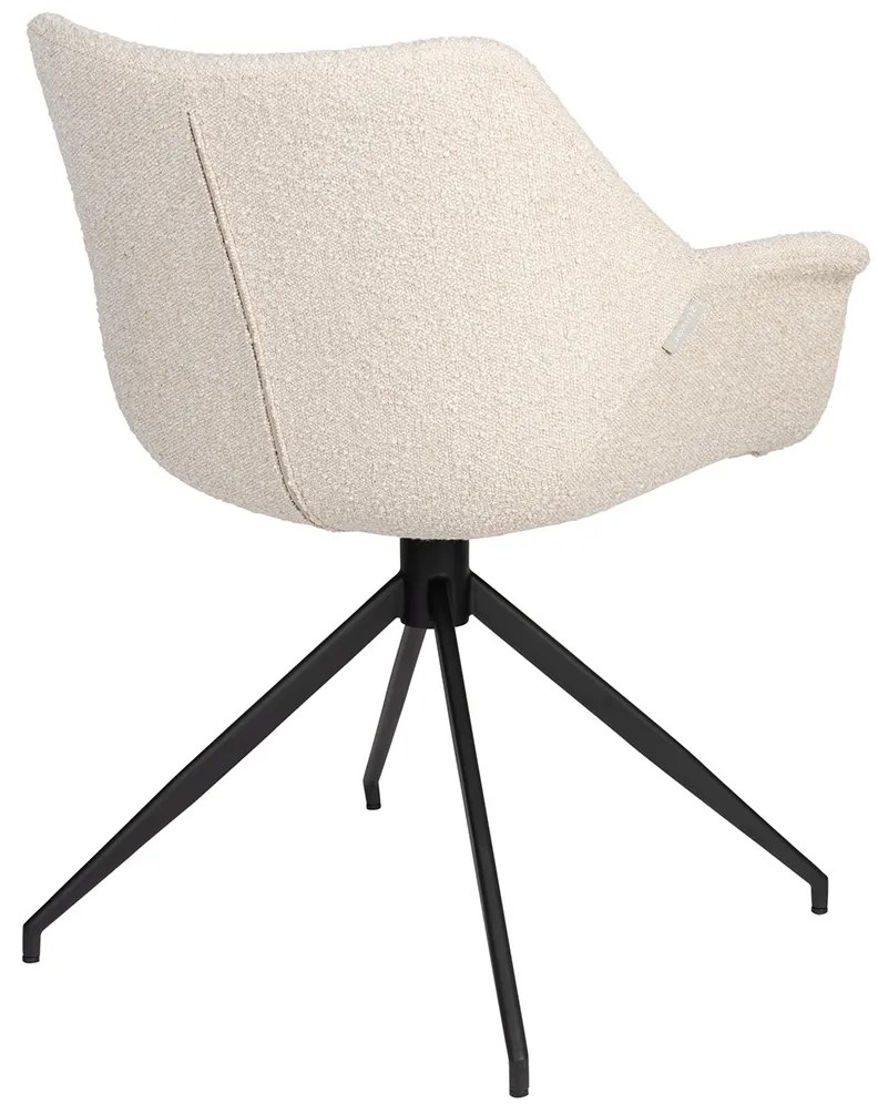 Zuiver Doulton Swivel Design Eetkamerstoel Draaibaar Wit Boucle