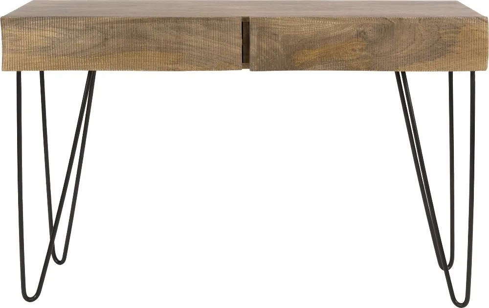 Haltafel Mangohout Met Golvend Front - 120 X 35cm.