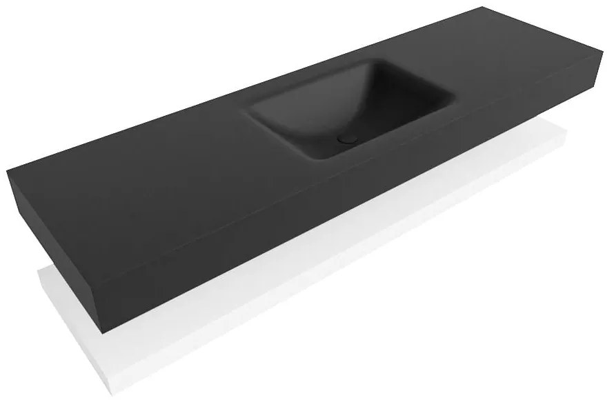 Zaro Alan badmeubel 160cm met planchet talc en vrijhangende wastafel cloud midden 1 kraangat urban