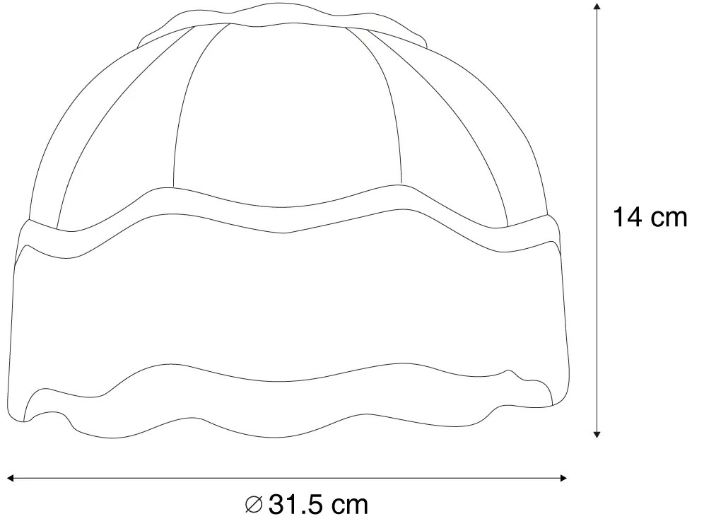 Stoffen lampenkap blad dessin met witte binnenkant 31,5/15/14 - Heritage