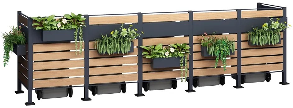 Overdekking voor 5 afvalbakken 120l of 240l Breda CoverTech