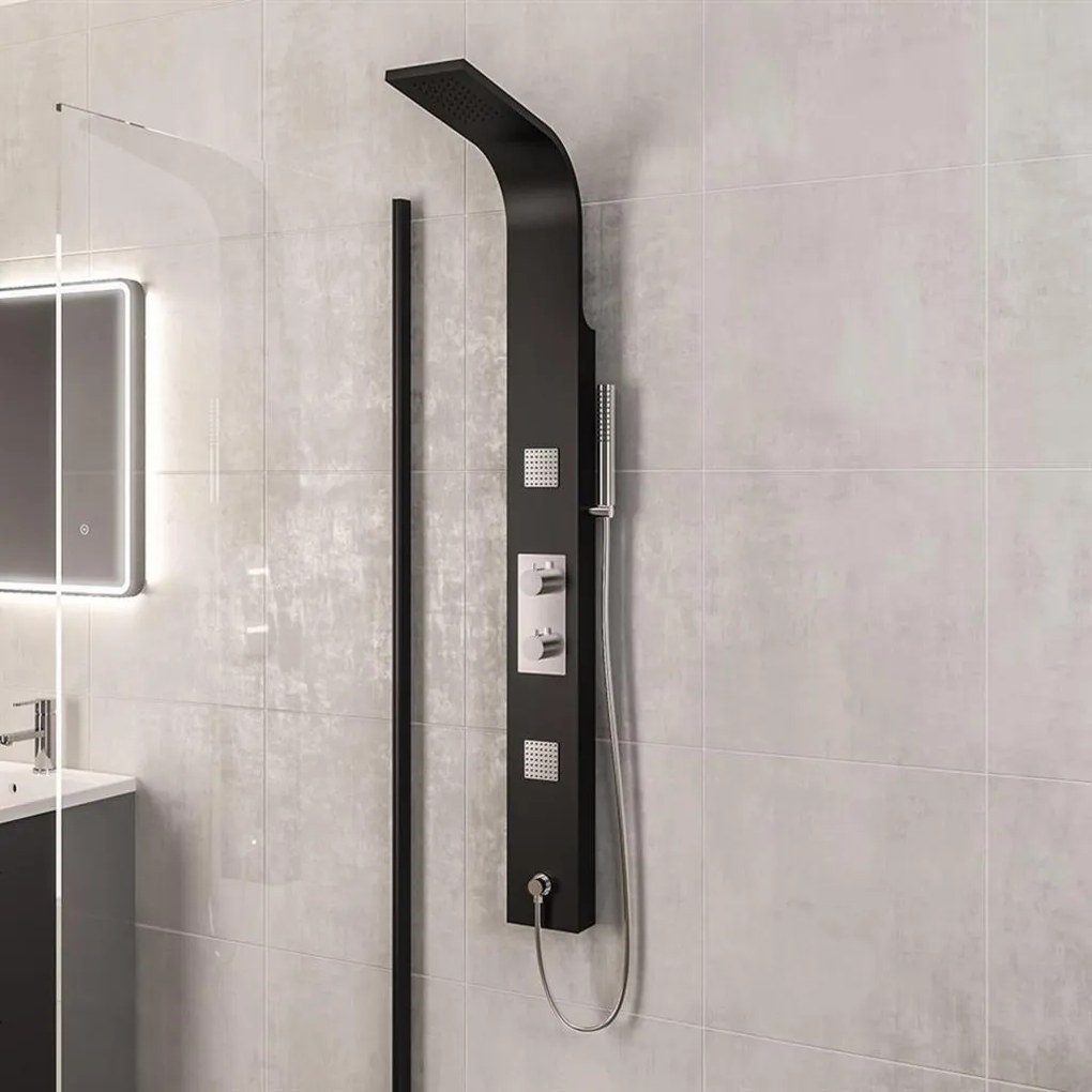 Eastbrook Ardour douchepaneel met massagejets en handdouche zwart mat