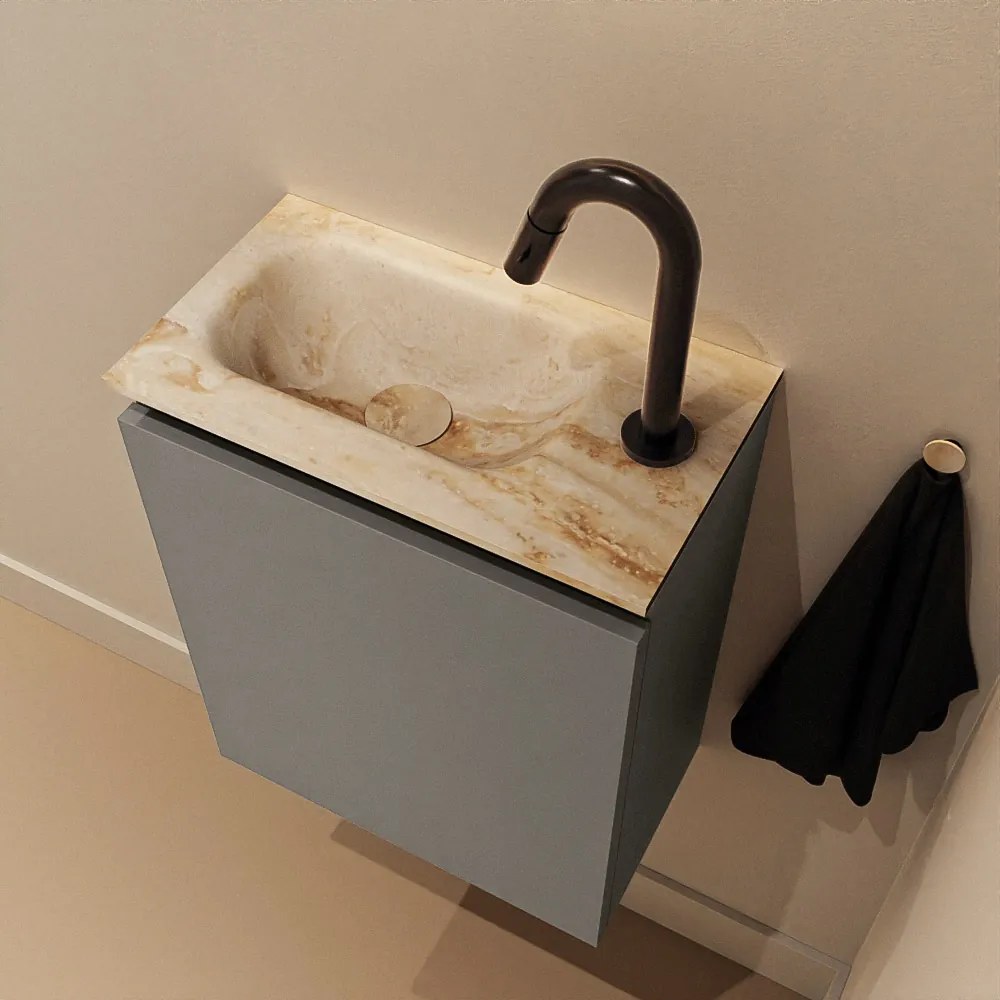 Mondiaz Ture DLux toiletmeubel 40cm smoke met wastafel frappe links met kraangat