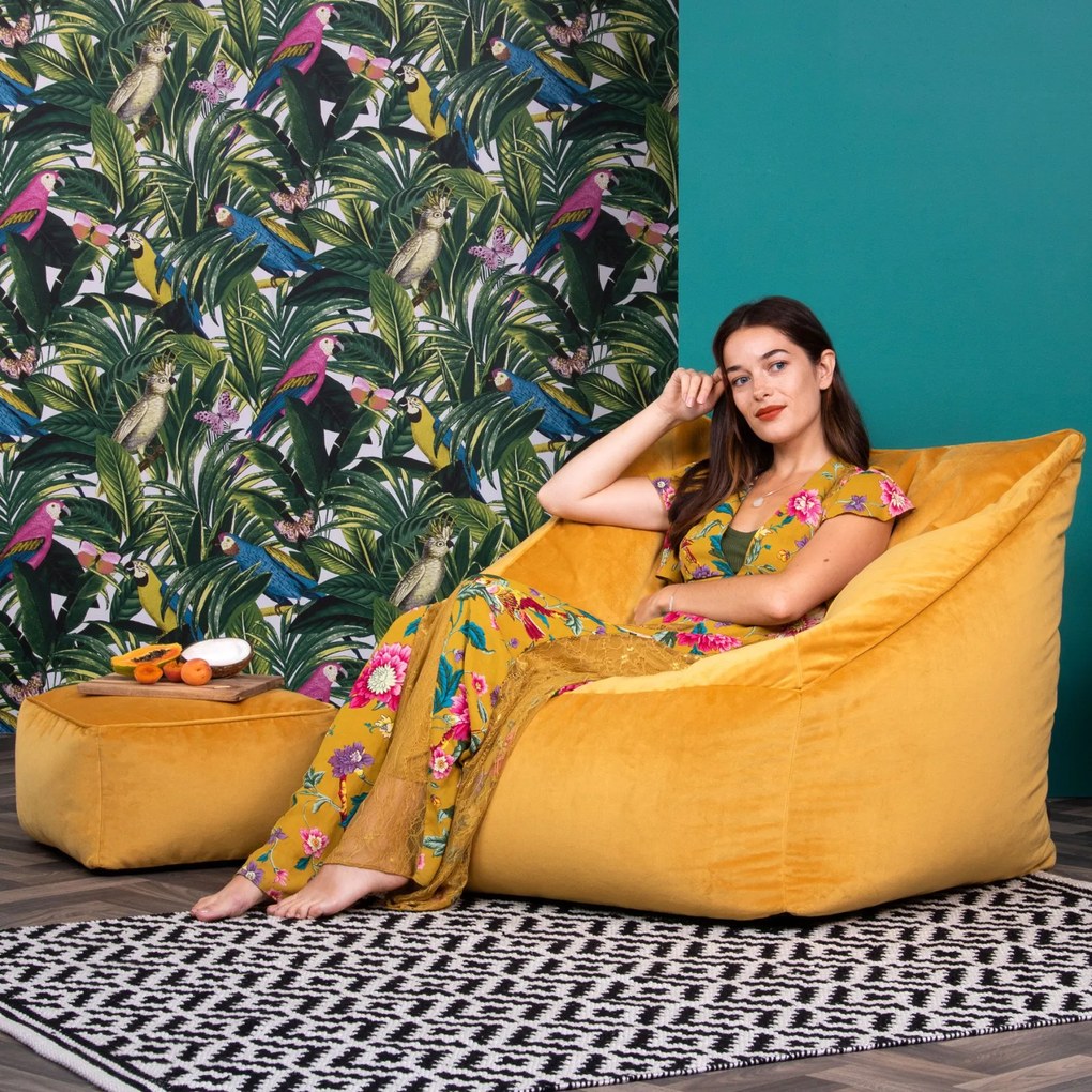 Natalia Velvet Armchair Bean Bag + Footstool