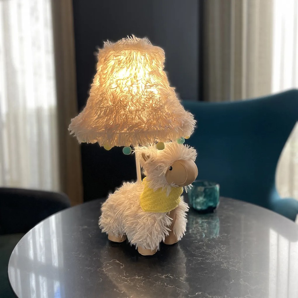 Stoffen Kinder tafellamp alpaca wit incl LED - Alma Kinderlamp Binnenverlichting Lamp