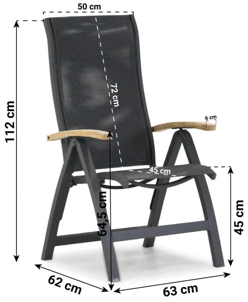 Tuinset 4 personen 100 cm Aluminium/textileen Grijs Presto Tarenta/Borello