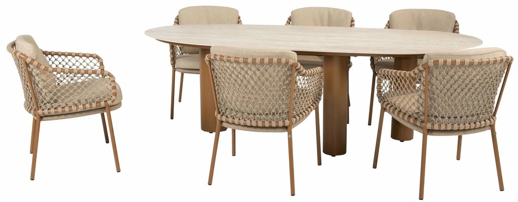 4 Seasons Outdoor Martinique tuinset met Estate tafel 240 cm Tuinstoel   beige weerbestendig
