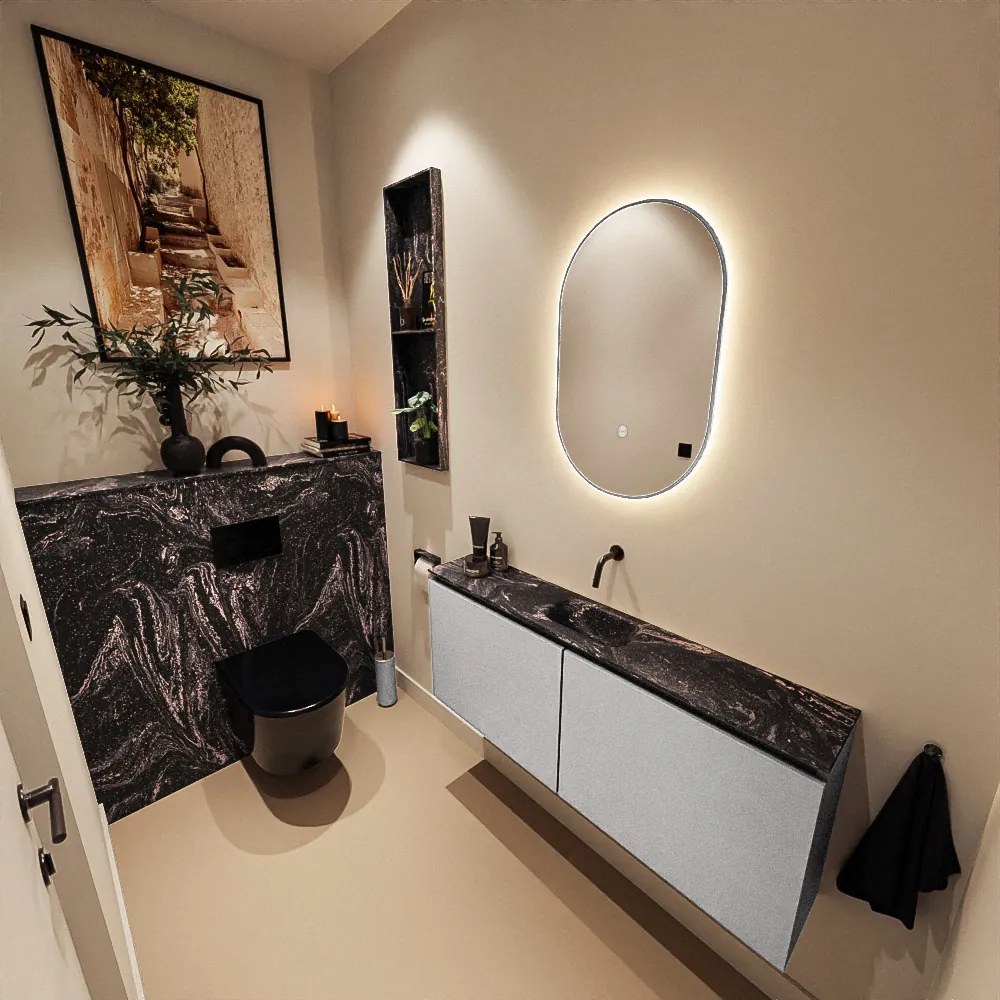 Mondiaz Ture DLux toiletmeubel 120cm plata met wastafel lava midden zonder kraangat