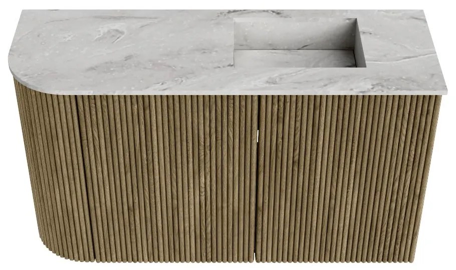 Mondiaz Joya DLux 70cm toiletmeubel ronding links dusk met wastafel faye rechts zonder kraangat glace