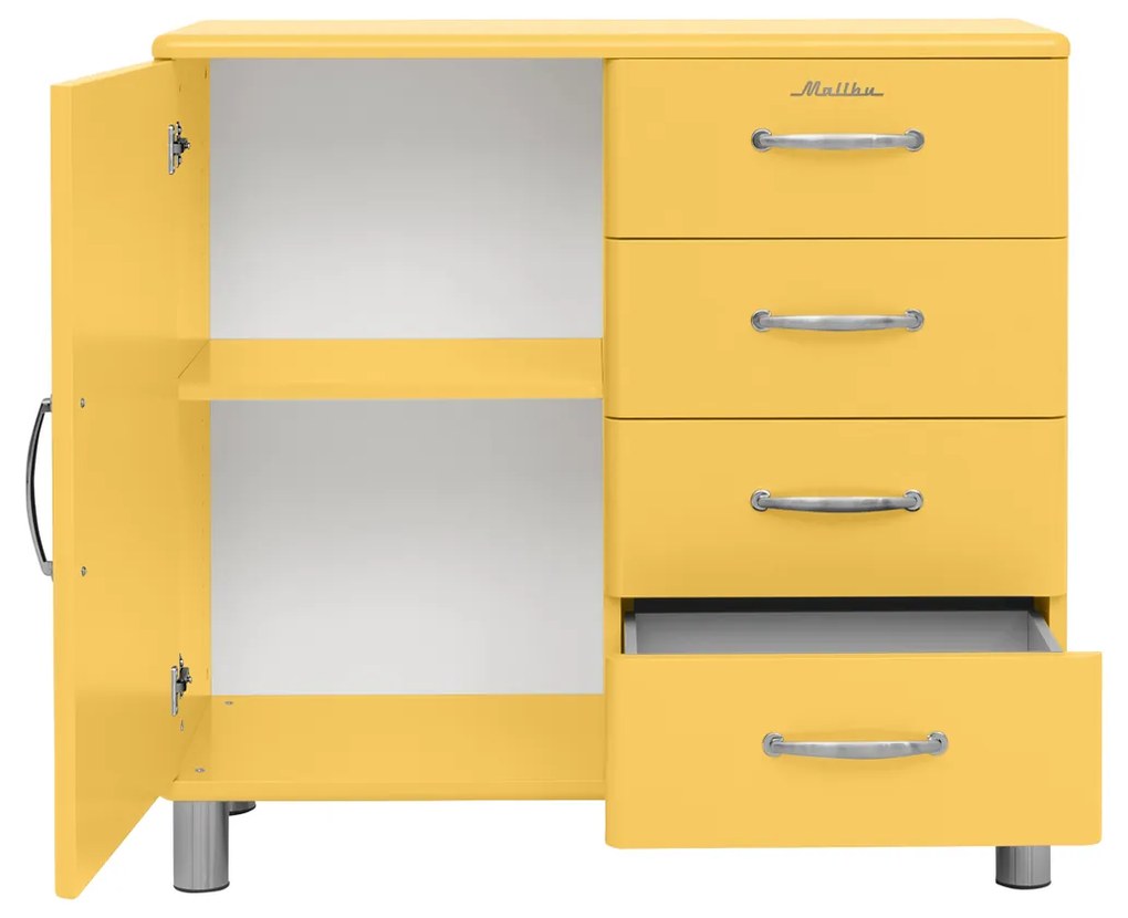 Tenzo Malibu Retro Dressoir Small Geel - 98x41x92cm.