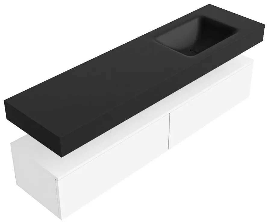 Zaro Alan badmeubel 170cm talc 2 lades met vrijhangende wastafel cloud rechts zonder kraangat urban