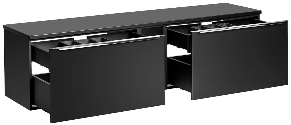 Comad Santa Fe Black badkamermeubel 180cm met open kast en toppaneel zwart mat