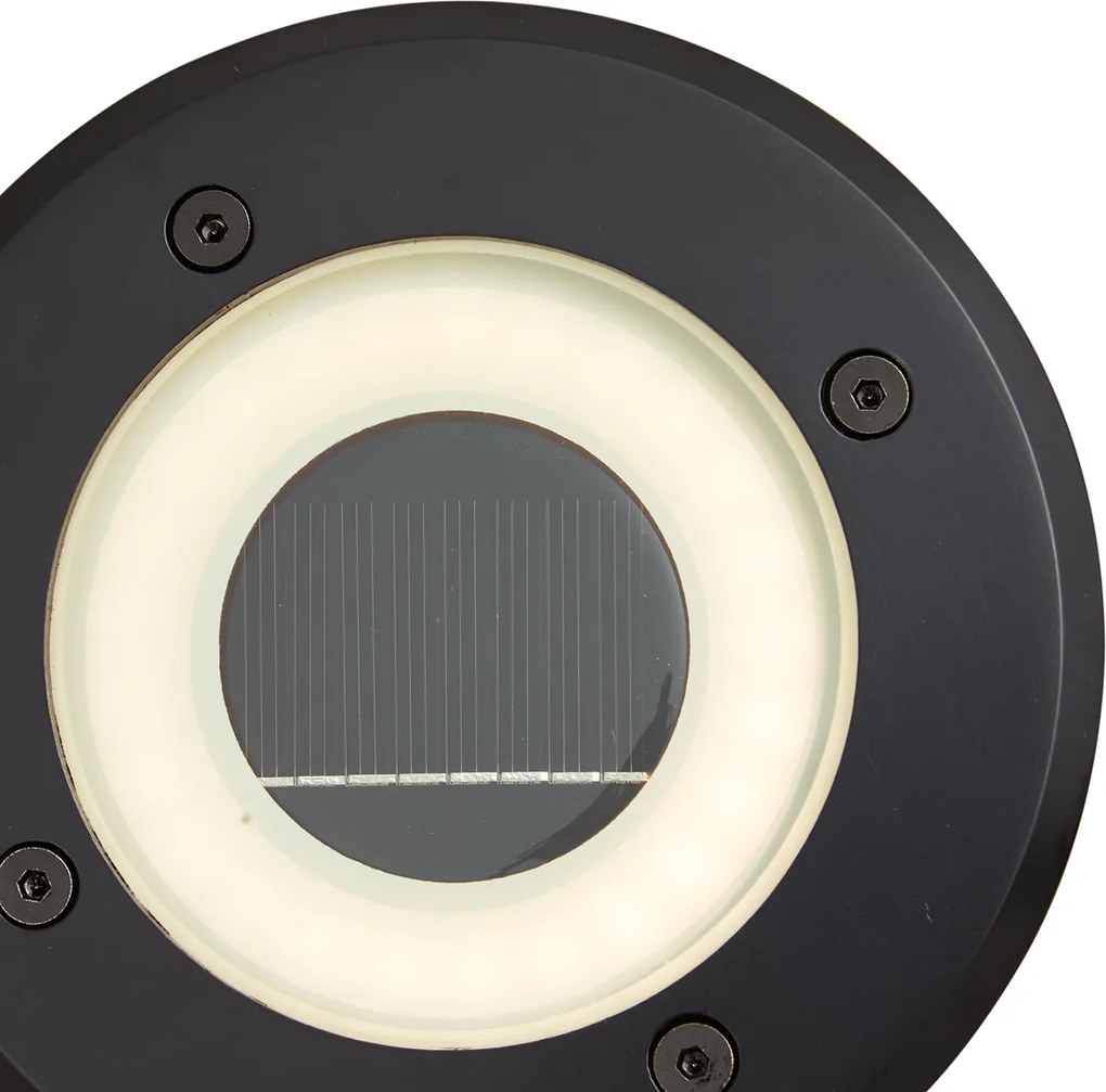 Moderne grondspot zwart incl. LED oplaadbaar met solar IP65 - Solyx