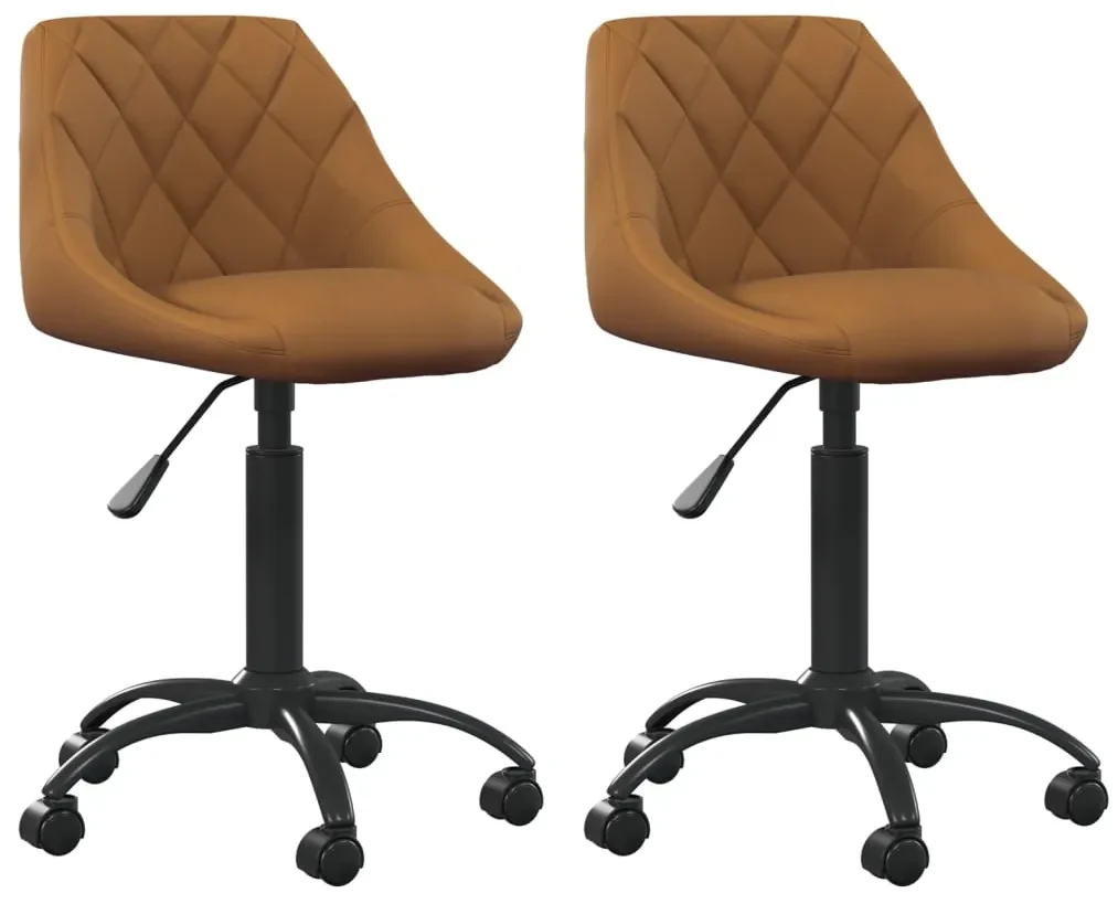 vidaXL Eetkamerstoelen draaibaar 2 st fluweel bruin