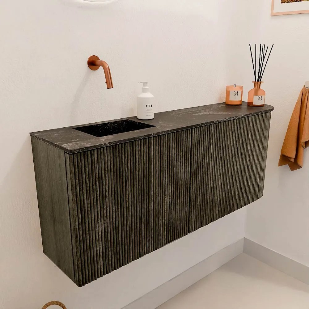 Mondiaz Joya DLux 100cm toiletmeubel ronding rechts shadow met wastafel faye links zonder kraangat lava