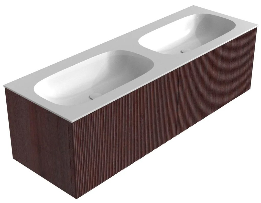 Mondiaz Kurve 140cm badmeubel ruby met 2 lades en wastafel big small dubbel zonder kraangat