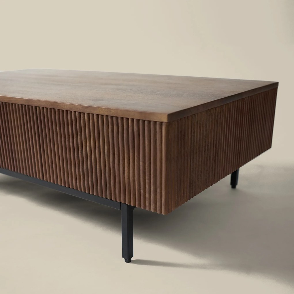 Salontafel Hout Met Ribbels - 110 X 60cm.