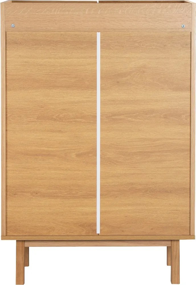 Eiken Wandkast Met Stoffen Deuren - 80x40x120cm.
