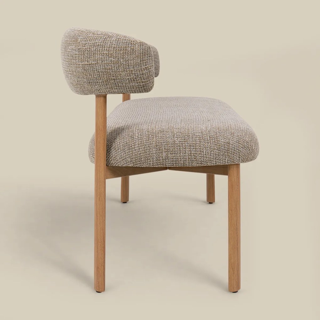 Eetkamerbank Eiken Met Grove Stof 180 Cm
