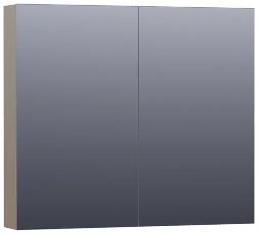 Saniclass Dual spiegelkast 80x70x15cm verlichting geintegreerd rechthoek 2 draaideuren Hoogglans Taupe MDF 7152