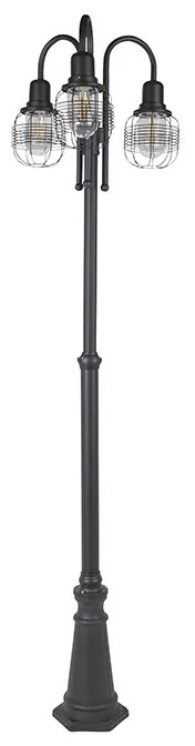 Landelijke buitenlamp zwart 3-lichts IP44 - Guardado