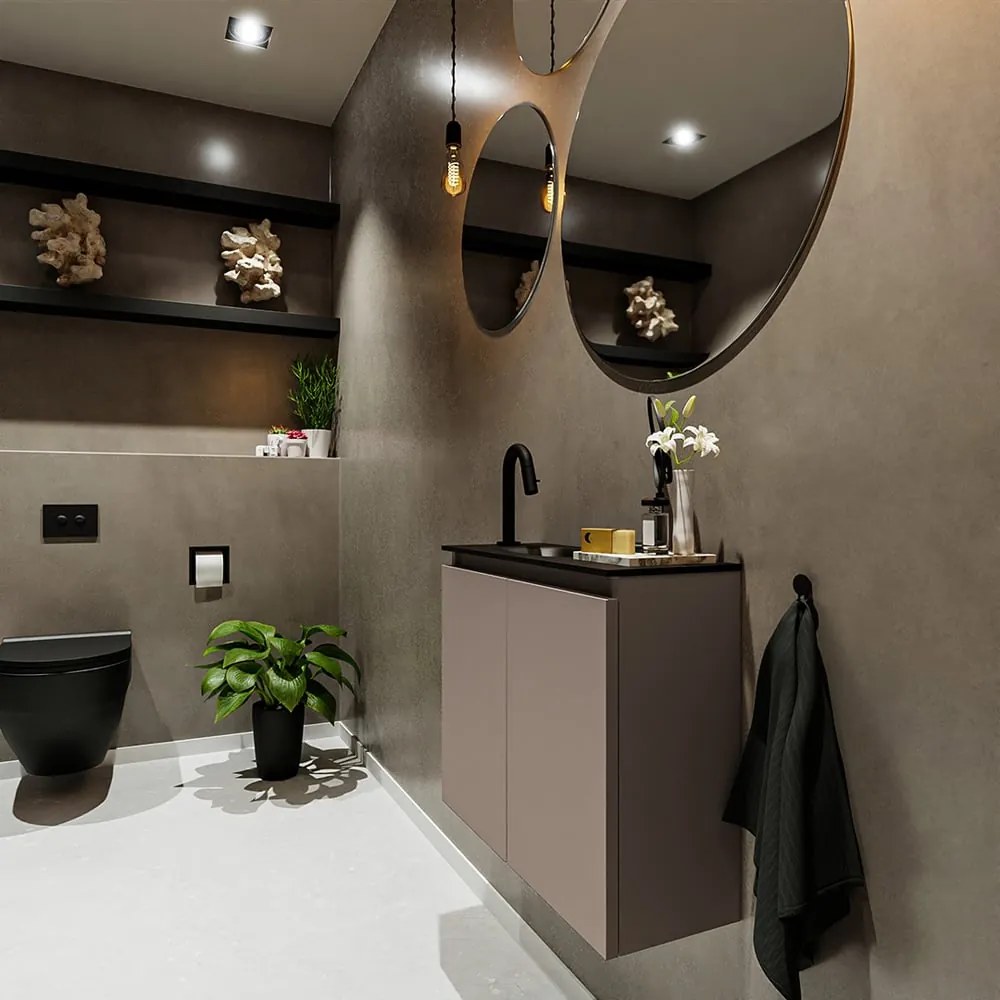 Mondiaz Ture 60cm toiletmeubel smoke met wastafel urban links 1 kraangat