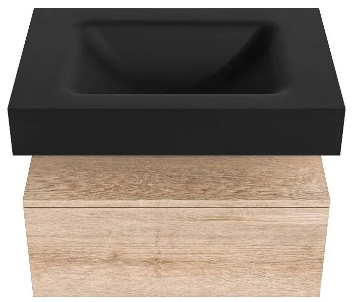 Zaro Alan badmeubel 70cm washed oak 1 lade met vrijhangende wastafel cloud midden zonder kraangat urban