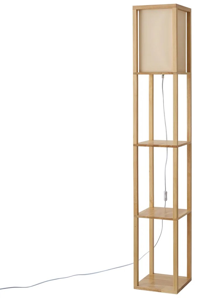 Moderne vloerlamp hout met beige kap - Stojan