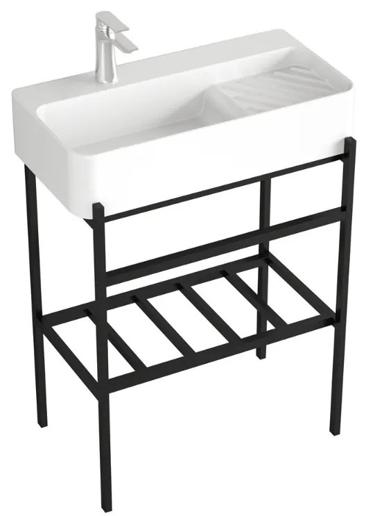 Badstuber Delta witte wastafel 60x31x82cm met zwarte poten