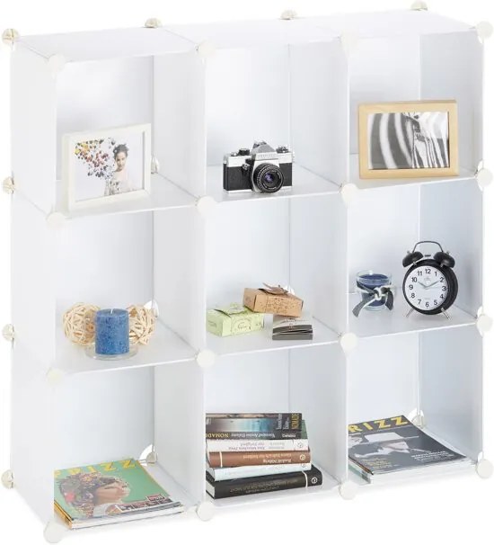 Vakkenkast 9 vakken - roomdivider kunststof - open boekenkast - steekverbinding wit