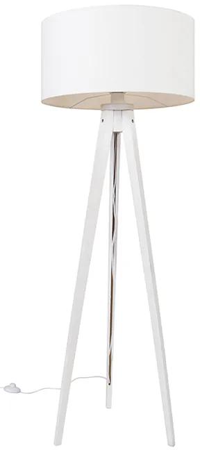 Moderne vloerlamp tripod wit met kap wit 50 cm - Tripod Classic Modern E27 rond Binnenverlichting Lamp