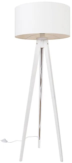 Moderne vloerlamp tripod wit met kap wit 50 cm - Tripod Classic