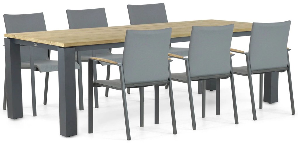 Tuinset 6 personen 240 cm Aluminium/textileen Grijs Lifestyle Garden Furniture Brandon/Riviera