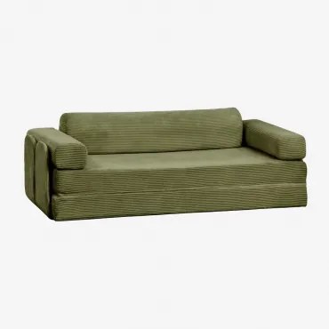 Vacuum Verpakte 2-zits Fluwelen Slaapbank Paoly Corduroy Army Groen - Sklum