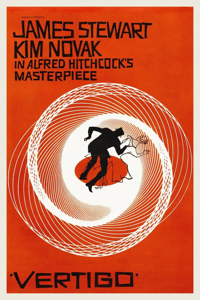 Kunstdruk Vertigo, Alfred Hitchcock (Vintage Cinema / Retro Movie Theatre Poster / Iconic Film Advert), (26.7 x 40 cm)